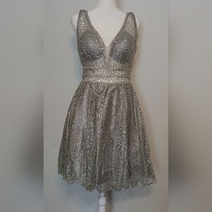 Elegant Silver Sleeveless Dress